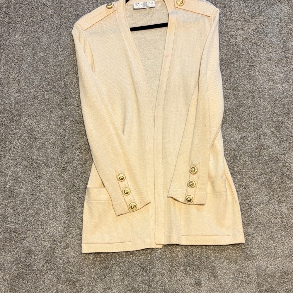 St. John Cream Knit Cardigan